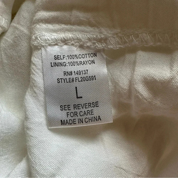 Lightweight Cotton Ivory Ruffle Square Neck Sleeveless Mini Dress Size Large - Picture 9 of 9